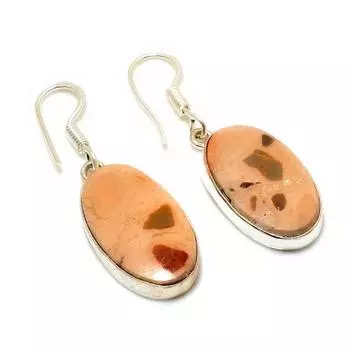 Ювелирные серьги ручной работы с драгоценным камнем Pilbara Jasper 925 пробы, посеребренные, 1,51 дюйма