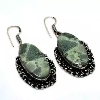 Ювелирные серьги ручной работы с драгоценным камнем Варисцит 925 пробы, посеребренные, 1,89 дюйма