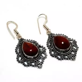 Ювелирные серьги ручной работы с драгоценным камнем Red River Jasper 925 пробы, посеребренные, 1,89 дюйма