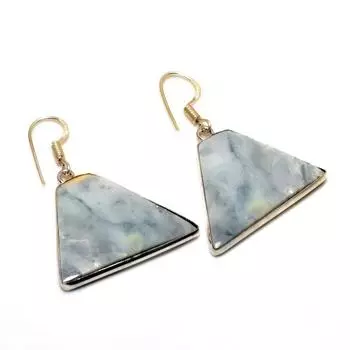 Ювелирные серьги ручной работы с драгоценным камнем Малигано Яшма 925 пробы, посеребренные, 1,51 дюйма