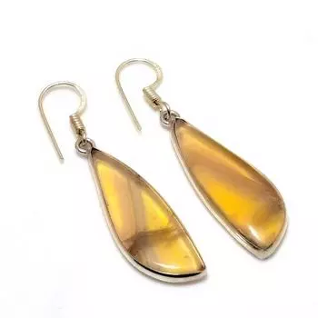 Ювелирные серьги ручной работы с драгоценным камнем флюорит 925 пробы, посеребренные, 1,89 дюйма