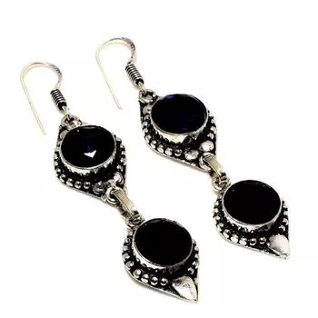 Ювелирные серьги ручной работы с драгоценным камнем Londonblue Топаз 925 пробы, посеребренные, 2,5 дюйма