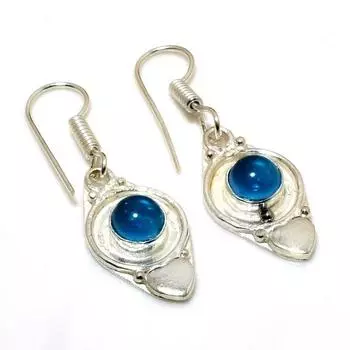 Ювелирные серьги ручной работы с драгоценным камнем Swissblue топаз 925 пробы, посеребренные, 1,51 дюйма