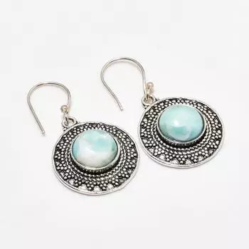 Ювелирные серьги ручной работы с драгоценным камнем Republic Ларимар 925 пробы, покрытые серебром, 1,51 дюйма