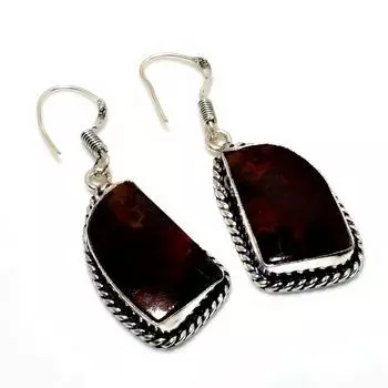 Ювелирные серьги ручной работы с драгоценным камнем «Кровь дракона» 925 пробы, посеребренные, 1,89 дюйма