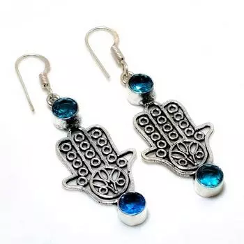 Ювелирные серьги ручной работы с драгоценным камнем Swissblue Топаз 925 пробы, посеребренные, 2,27 дюйма