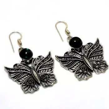 Ювелирные серьги ручной работы с драгоценным камнем Лабрадорит 925 пробы, посеребренные, 1,89 дюйма