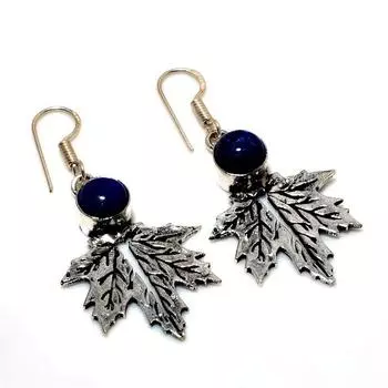 Ювелирные серьги ручной работы с драгоценным камнем лазурит 925 пробы, посеребренные, 1,89 дюйма