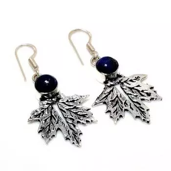 Ювелирные серьги ручной работы с драгоценным камнем лазурит 925 пробы, посеребренные, 1,89 дюйма