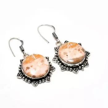 Ювелирные серьги ручной работы с драгоценным камнем Pilbara Jasper, посеребренные 925 пробы, 1,89 дюйма