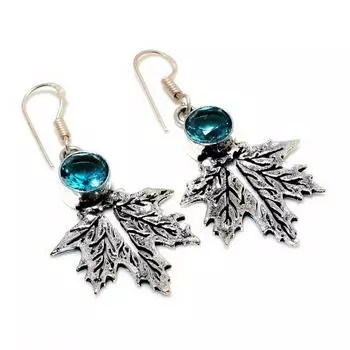 Ювелирные серьги ручной работы с драгоценным камнем Swissblue топаз 925 пробы, посеребренные, 1,89 дюйма