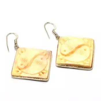 Ювелирные серьги ручной работы с драгоценным камеем 925 пробы, посеребренные, 2,08 дюйма