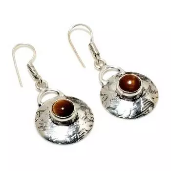 Ювелирные серьги ручной работы с драгоценным камнем 925 пробы «Тигровый глаз», посеребренные, 1,51 дюйма