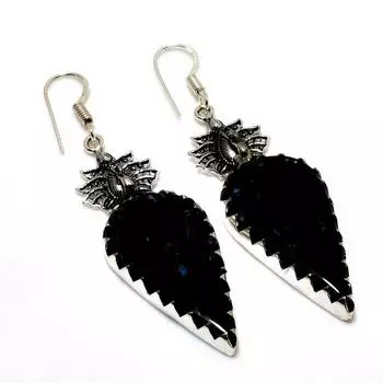 Ювелирные серьги ручной работы с драгоценным камнем 925 пробы «Корень шлейфа», яшма, 2,5 дюйма, посеребренные