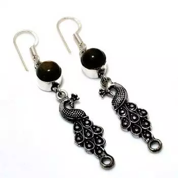 Ювелирные серьги ручной работы с драгоценным камнем Лабрадорит 925 пробы, посеребренные, 2,38 дюйма