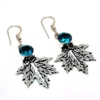 Ювелирные серьги ручной работы с драгоценным камнем Swissblue топаз 925 пробы, посеребренные, 1,89 дюйма