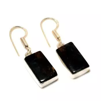 Ювелирные серьги ручной работы с драгоценным камнем Лабрадорит 925 пробы, посеребренные, 1,32 дюйма