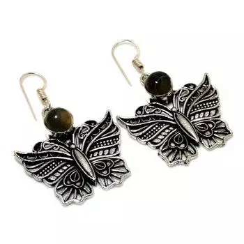 Ювелирные серьги ручной работы с драгоценным камнем Лабрадорит 925 пробы, посеребренные, 1,89 дюйма