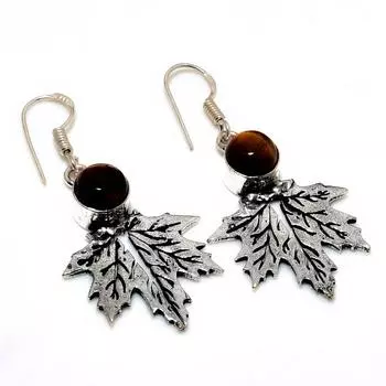 Ювелирные серьги ручной работы с драгоценным камнем 925 пробы «Тигровый глаз», посеребренные, 1,89 дюйма