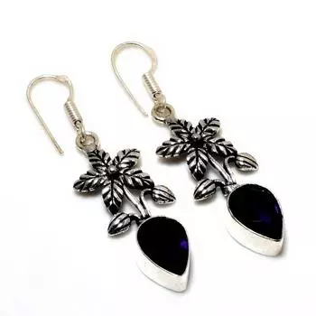 Ювелирные серьги ручной работы с драгоценным камнем Londonblue Топаз 925 пробы, посеребренные, 1,89 дюйма