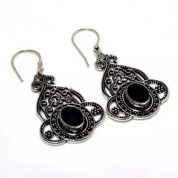 Ювелирные серьги ручной работы с драгоценным камнем Londonblue Топаз 925 пробы, посеребренные, 1,89 дюйма