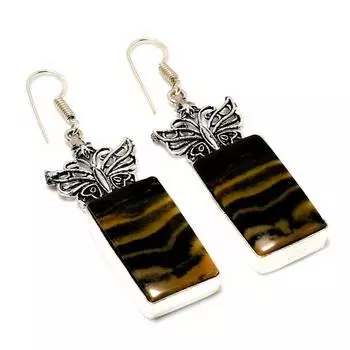 Ювелирные серьги ручной работы с драгоценным камнем Sonora Sunrise 925 пробы, посеребренные, 2,27 дюйма