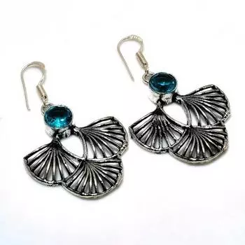 Ювелирные серьги ручной работы с драгоценным камнем Swissblue топаз 925 пробы, посеребренные, 1,89 дюйма