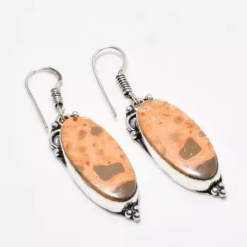 Ювелирные серьги ручной работы с драгоценным камнем Pilbara Jasper, посеребренные 925 пробы, 1,89 дюйма