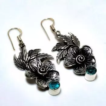 Ювелирные серьги ручной работы с драгоценным камнем Swissblue топаз 925 пробы, посеребренные, 1,89 дюйма