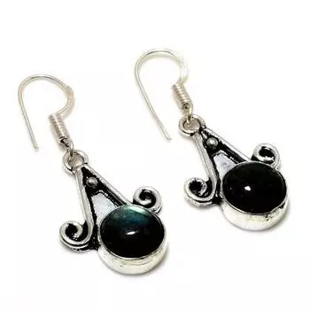 Ювелирные серьги ручной работы с драгоценным камнем Лабрадорит 925 пробы, посеребренные, 1,51 дюйма