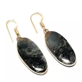 Ювелирные серьги ручной работы с драгоценным камнем Малигано Яшма 925 пробы, посеребренные, 1,89 дюйма