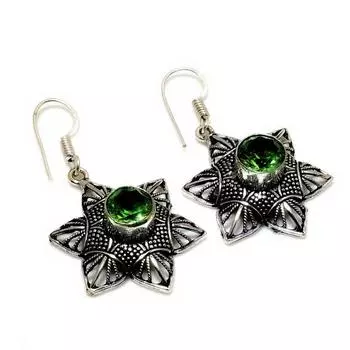 Ювелирные серьги ручной работы с драгоценным камнем Цаворит 925 пробы, посеребренные, 1,70 дюйма