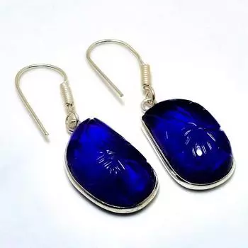 Ювелирные серьги ручной работы с драгоценным камнем Londonblue Топаз 925 пробы, посеребренные, 1,89 дюйма