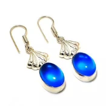 Ювелирные серьги ручной работы с драгоценным камнем Swissblue топаз 925 пробы, посеребренные, 1,70 дюйма