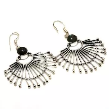 Ювелирные серьги ручной работы с драгоценным камнем Лабрадорит 925 пробы, посеребренные, 2,12 дюйма