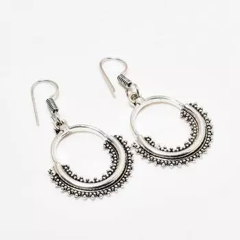 Ювелирные серьги ручной работы с драгоценным камнем в винтажном стиле, посеребренные 925 пробы, 1,89 дюйма