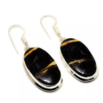 Ювелирные серьги ручной работы с драгоценным камнем 925 пробы капучино и яшмой, посеребренные, 1,70 дюйма