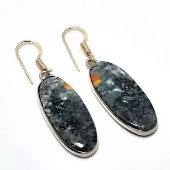 Ювелирные серьги ручной работы с драгоценным камнем Малигано Яшма 925 пробы, посеребренные, 1,89 дюйма