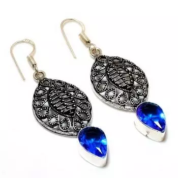 Ювелирные серьги ручной работы с драгоценным камнем Swissblue Топаз 925 пробы, посеребренные, 2,27 дюйма