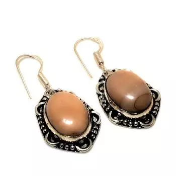 Ювелирные серьги ручной работы с драгоценным камнем Мукаит 925 пробы, посеребренные, 1,51 дюйма