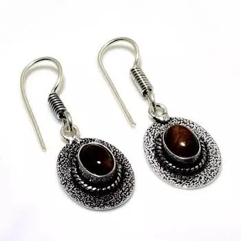 Ювелирные серьги ручной работы с драгоценным камнем 925 пробы «Тигровый глаз», посеребренные, 1,51 дюйма