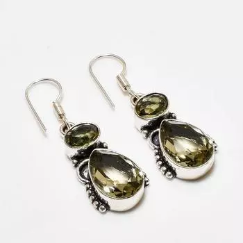Ювелирные серьги ручной работы с дымчатым топазом, посеребренные 925 пробы, 1,51 дюйма