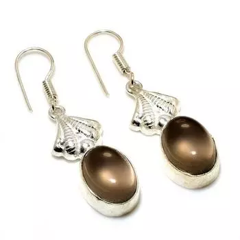 Ювелирные серьги ручной работы с дымчатым топазом 925 пробы, посеребренные, 1,70 дюйма