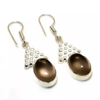 Ювелирные серьги ручной работы с дымчатым топазом 925 пробы, посеребренные, 1,74 дюйма