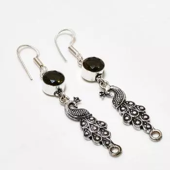 Ювелирные серьги ручной работы с дымчатым топазом, посеребренные 925 пробы, 2,38 дюйма