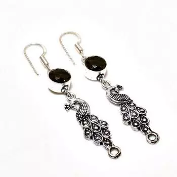 Ювелирные серьги ручной работы с дымчатым топазом, посеребренные 925 пробы, 2,46 дюйма