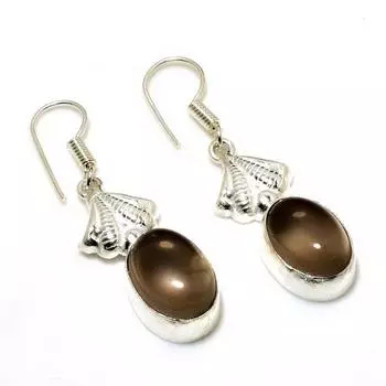 Ювелирные серьги ручной работы с дымчатым топазом 925 пробы, посеребренные, 1,70 дюйма