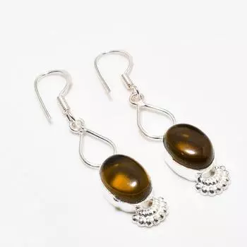 Ювелирные серьги ручной работы с дымчатым топазом, посеребренные 925 пробы, 1,89 дюйма