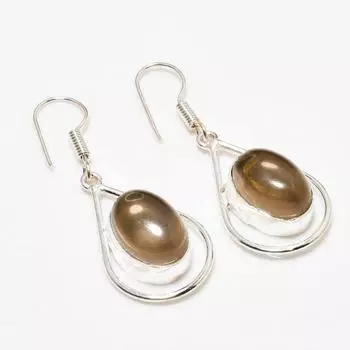 Ювелирные серьги ручной работы с дымчатым топазом, посеребренные 925 пробы, 2,12 дюйма