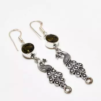 Ювелирные серьги ручной работы с дымчатым топазом, посеребренные 925 пробы, 2,38 дюйма